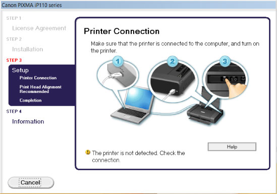 Canon : PIXMA Manuals : iP110 series : Cannot Install the Printer